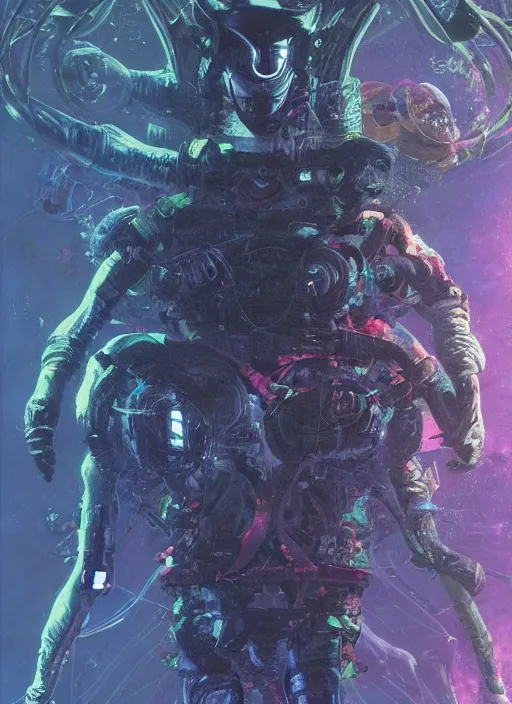 Prompt: astronauts selfie in dark void underwater - complex and hyperdetailed technical suit design. reflection and dispersion materials. rays and dispersion of light. volumetric light. f / 3 2. noise film photo. flash photography. ultra realistic, 5 0 mm. poster by wayne barlowe, hajime sorayama aaron horkey, craig mullins