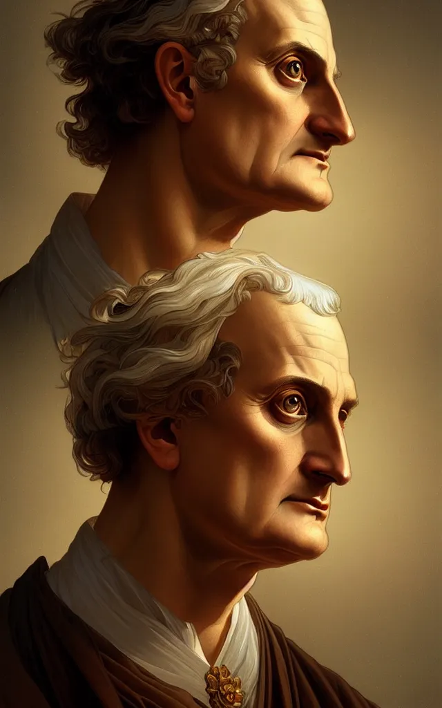 Image similar to symmetry portrait of isaac newton, studio lighting, intricate, elegant, highly detailed, digital painting, artstation, concept art, smooth, sharp focus, illustration, art by artgerm and greg rutkowski and alphonse mucha