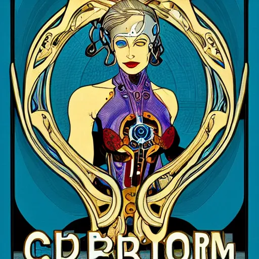 Image similar to cyborg art nouveau