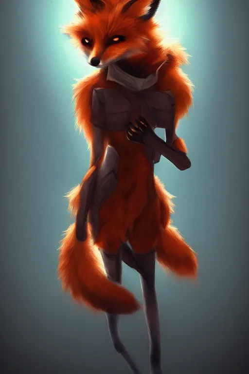 Image similar to a fox fursona, trending on artstation, by kawacy, furry art, digital art, cyberpunk, high quality, backlighting