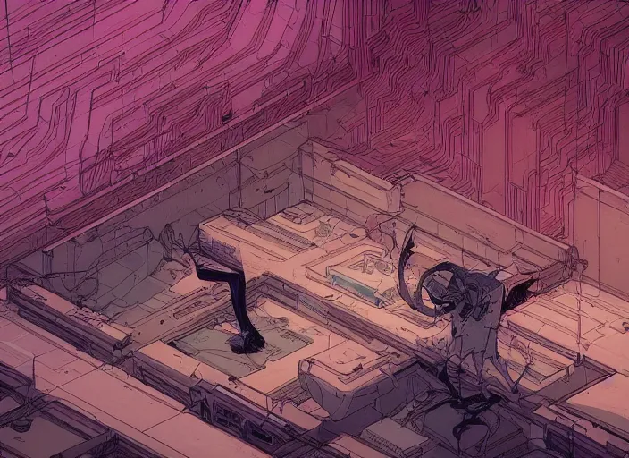 Image similar to abstract art of empty room. no people nor cars. sharp focus, cinematic pose, cinematic lighting, unreal engine render. art by josan gonzales and moebius and deathburger.