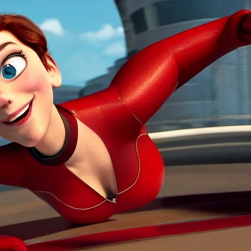 Prompt: cinematic shot of Scarlett Johansson as Elastigirl