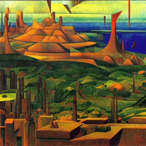 Prompt: Bitonal militant xenobaric landscape by diego Rivera, Jean Leon Gerome, Studio Ghibli