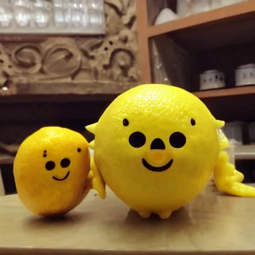 Image similar to a terrified lemon, kawaii