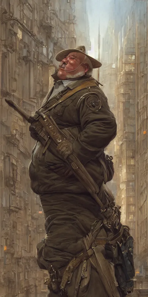 Prompt: fat old drunk guard, detailed, centered, digital painting, artstation, concept art, donato giancola, Joseph Christian Leyendecker, WLOP, Boris Vallejo, Breathtaking, 8k resolution, extremely detailed, beautiful, establishing shot, artistic, hyperrealistic, beautiful face, octane render, cinematic lighting, dramatic lighting, masterpiece