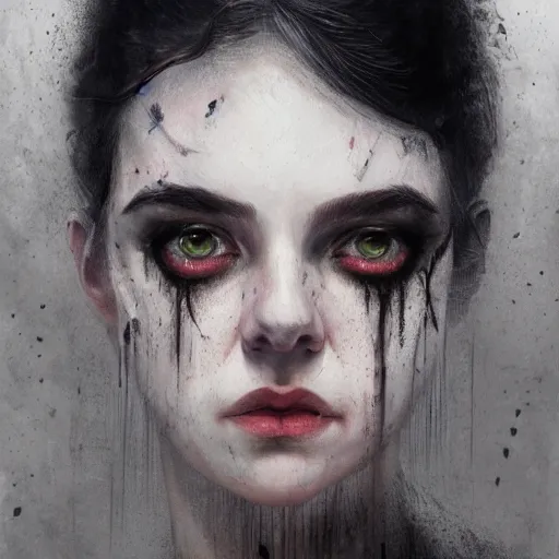 Prompt: the face of horror character portrait, lean face, cinematic lighting, glowing grey eyes, hyper - detailed, 4 k, high resolution, in the style of charlie bowater, tom bagshaw, single face, symmetrical, headshot photograph, insanely detailed and intricate, beautiful, elegant, watercolor, cinematic, portrait, raphaelite, headroom, pierre - auguste renoir