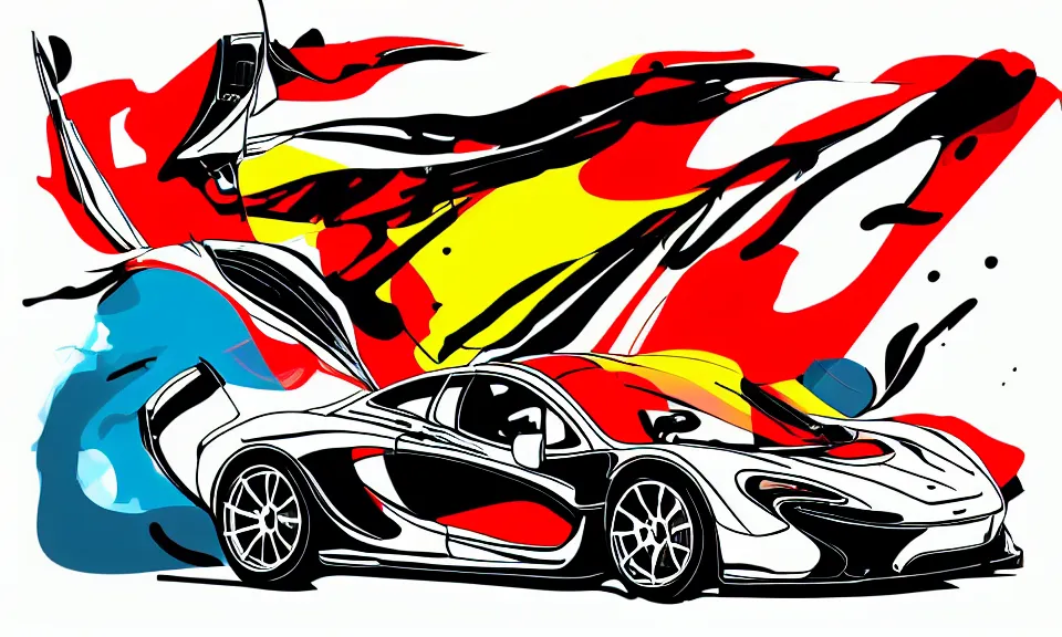 Image similar to pop art illustration of a mclaren p 1, abstract, adobe illustrator