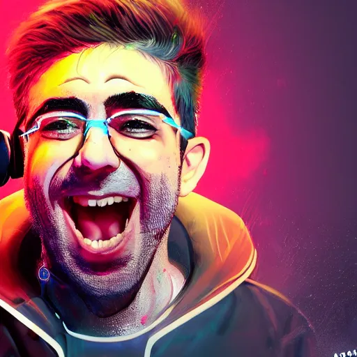 Prompt: tony khan wearing a headset, screaming furiously, cocaine everywhere, scared people in the background, intense, hyper detailed, artstation, flashing lights, hyper anger, eruption, 8 k