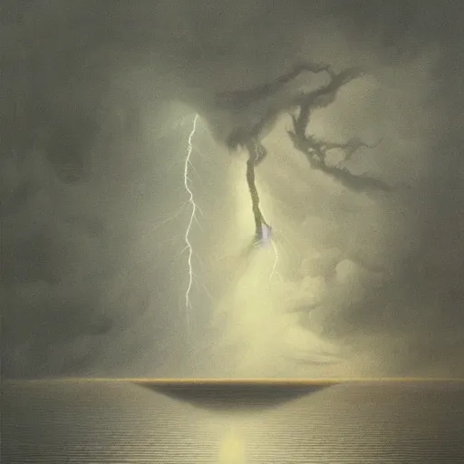 Image similar to killua zoldyck made by zdzisław beksinski, thunderstorm, 8 k, detailed, cinematic, rain, crying, black