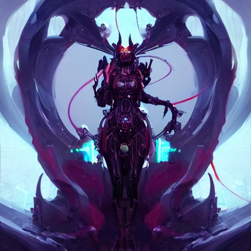 Image similar to a portrait of a beautiful demonic cybernetic queen of hell, cyberpunk concept art by pete mohrbacher and wlop and artgerm and josan gonzales, digital art, highly detailed, intricate, sci-fi, sharp focus, Trending on Artstation HQ, deviantart, unreal engine 5, 4K UHD image