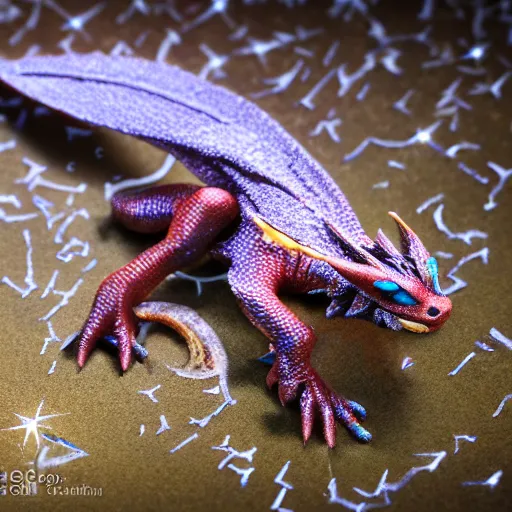 Prompt: brightfield microscopy photograph of a tiny dragon
