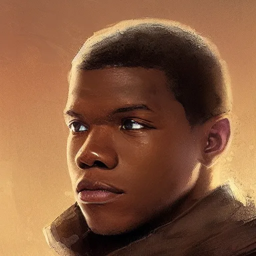 Image similar to portrait of a man by greg rutkowski, young jedi kinght that looks like john boyega, wearing jedi robes, star wars expanded universe, he is about 3 0 years old, highly detailed portrait, digital painting, artstation, concept art, smooth, sharp foccus ilustration, artstation hq