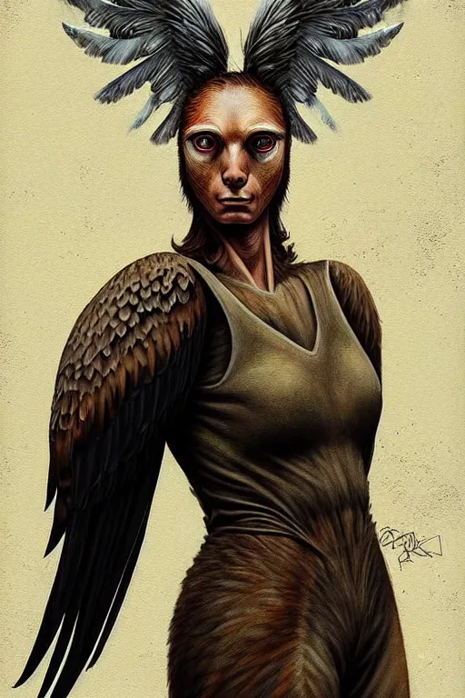 Prompt: epic professional digital art of female human - eagle hybrid animal wearing air force jumpsuit, humanoid feathered head, eagle beak, painting, by steve ditko, artgerm, leesha hannigan, artstation, cgsociety, wlop, epic, much wow, much detail, gorgeous, detailed, cinematic, masterpiece