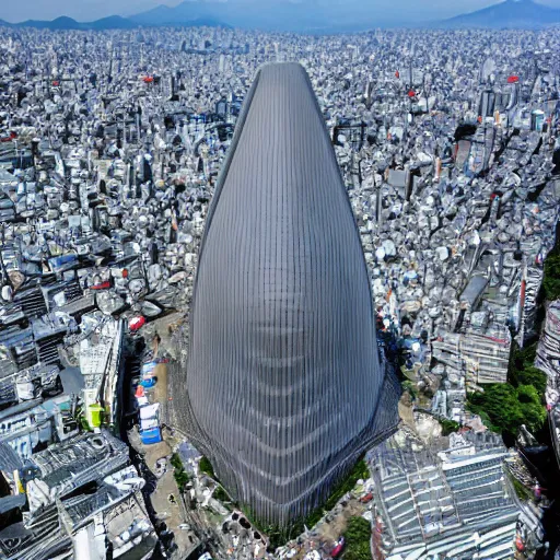 Image similar to aereal view of a giant kaiju in tokyo