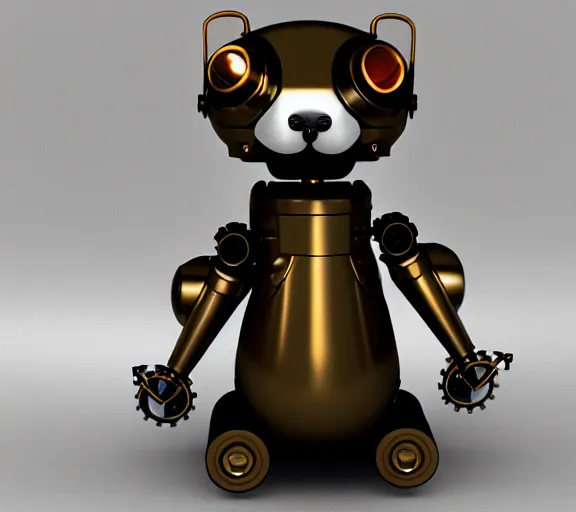 Image similar to futuristic steampunk ferret - shaped robot, steam - powered 3 d render ferret - shaped mechanical robot