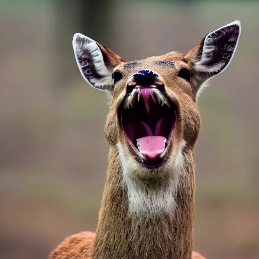 Image similar to photo of a funny deer laughing at a joke