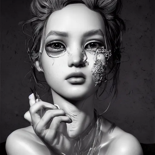 Image similar to bitches brew, absurdly beautiful, elegant, young sensual graceful, ultrafine hyperrealistic detailed face illustration by kim jung gi, irakli nadar, sharp focus, saturated colors, octopath traveler, final fantasy, unreal engine highly rendered, global illumination, radiant light, intricate environment