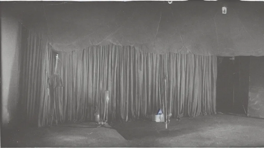 Prompt: pinhole sample of a circus backstage room