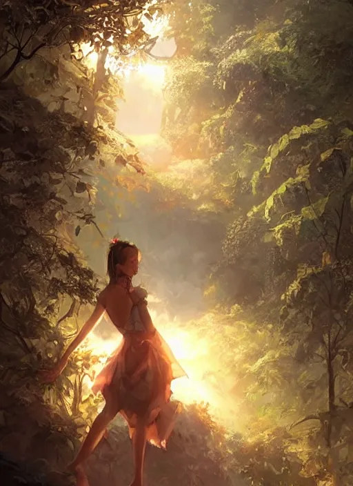 Image similar to female seductive queen of nature girl, beautiful face, rule of thirds, intricate outfit, backlit, foreground art by artgerm, background art by greg rutkowsk and jeremy mann, digital painting