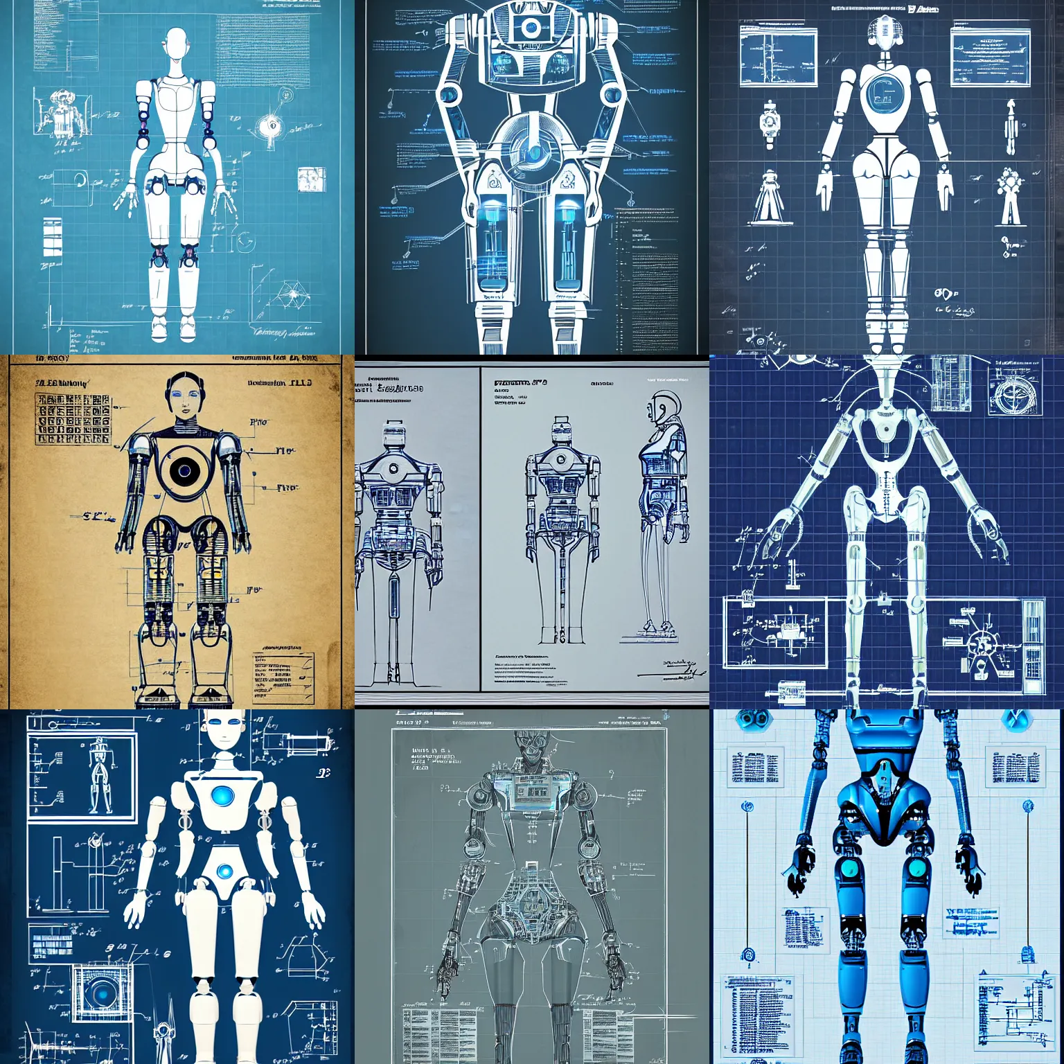 Prompt: 2 3 rd century scientific schematics for a female robot, blueprint, hyperdetailed vector technical documents, callouts, archviz, legend, patent registry