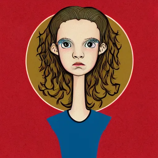 Prompt: portrait of beautiful eleven from stranger things by tara mcpherson