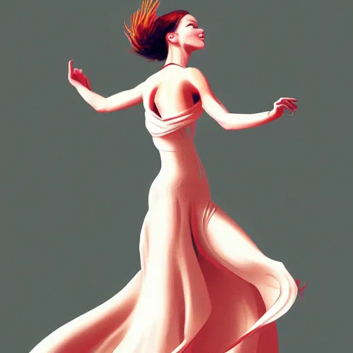 Prompt: an illustration of a beautiful woman dancing by Quentin de Warren, highly detailed, digital art, trending on artstation