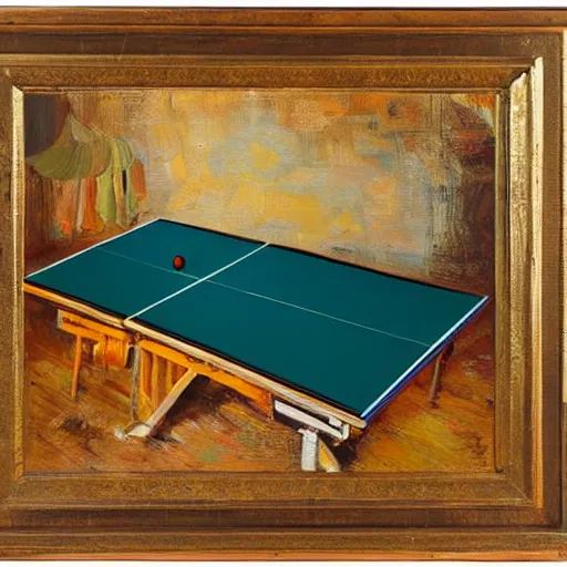 Prompt: Dy mace duke luajtur pingpong me sfondin e portokalltë, oil painting