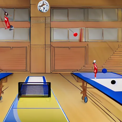 table tennis match, epic, anime style, Stable Diffusion