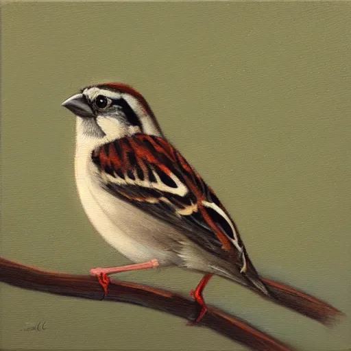 Prompt: a sparrow, oil on canvas