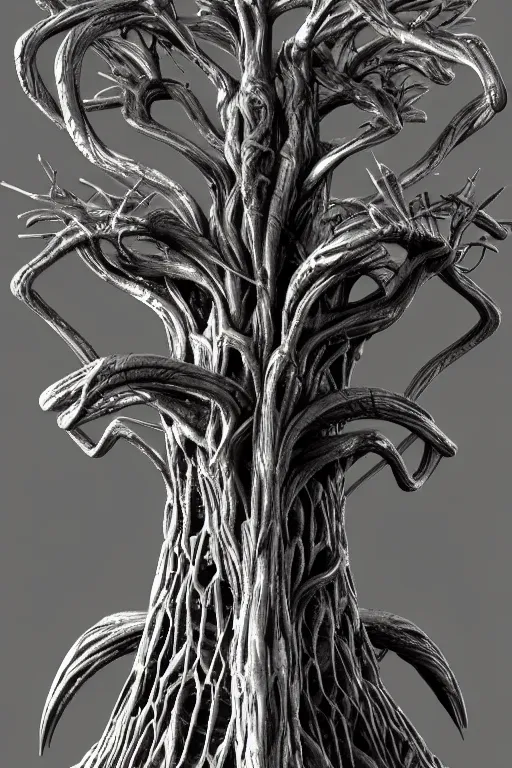 Prompt: a tree, by hans ruedi giger, intricate, elegant, highly detailed, smooth, sharp focus, artstation