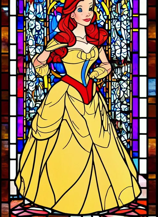 Disney Stain Glass Window Of The Three Fairy Godmothers Stock