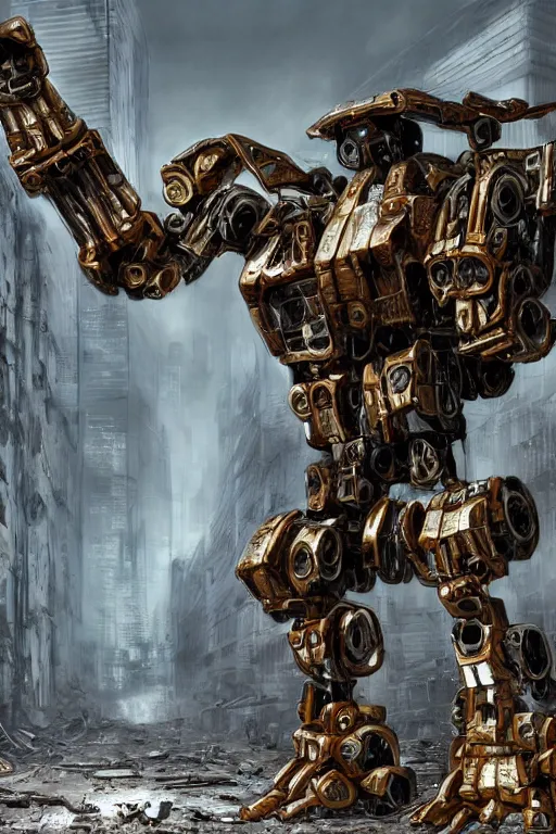 Image similar to a futurecore boxing humanoid mecha in ruin city, bright, by real steel ( 2 0 1 1 ), eve venture, raymond swanland, cryengine, post apocalyptic, mechanical structure, unreal engine 5, camouflage scheme, sharp focus, 8 k realistic, hyper detailed, bright, background by greg rutkowski, ray tracing, realistic shaded, smooth face