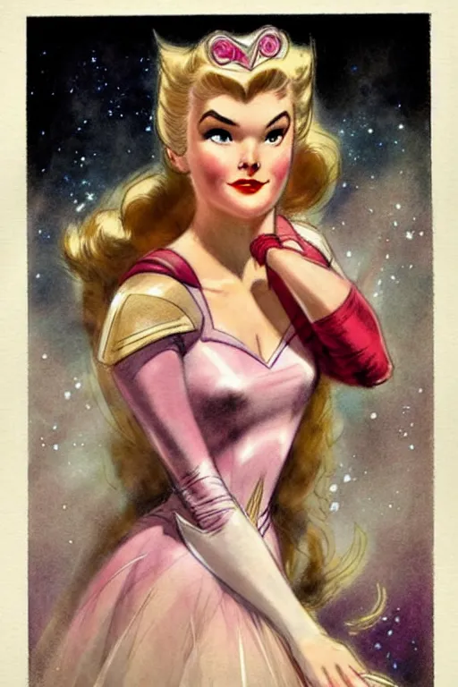 Image similar to (((((1950s Flash Gordon Princess aurora. muted colors.))))) by Jean-Baptiste Monge !!!!!!!!!!!!!!!!!!!!!!!!!!!