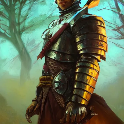 Prompt: Duck in armor, portrait, woods, magic the gathering artwork, D&D, fantasy, cinematic lighting, centered, symmetrical, highly detailed, digital painting, artstation, concept art, smooth, sharp focus, illustration, volumetric lighting, epic Composition, 8k, art by Akihiko Yoshida and Greg Rutkowski and Craig Mullins, oil painting, cgsociety