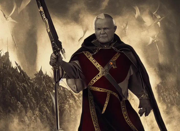 Image similar to john paul ii in warhammer 4 0, 0 0 0, cinematic scene