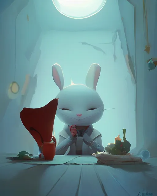 Image similar to the white rabbit, cory loftis, james gilleard, atey ghailan, goro fujita, character art, exquisite lighting, very coherent, plain background, lighthearted, soft painting