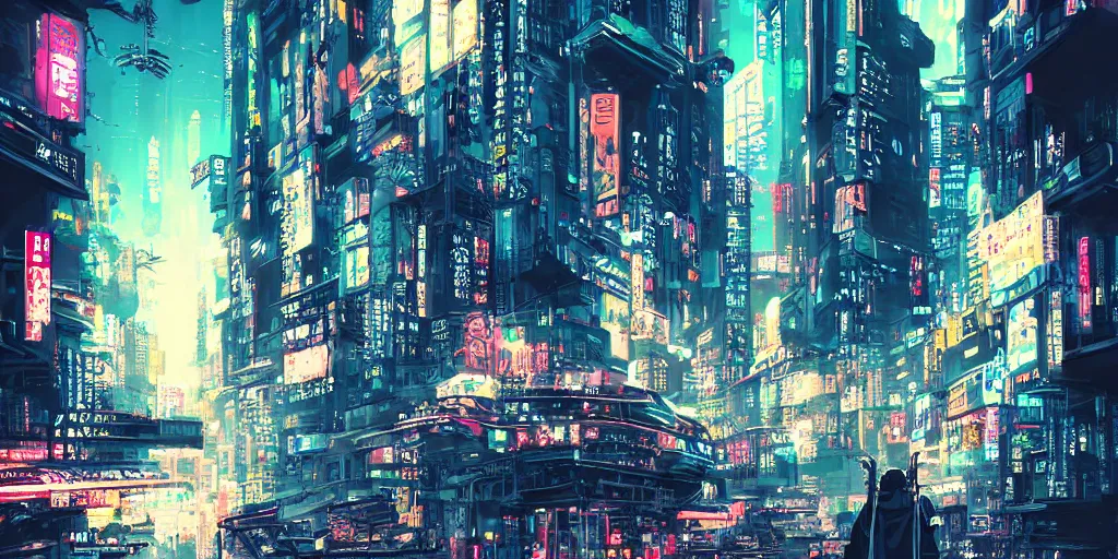 Image similar to cyberpunk tokyo by alena aenami and kirokaze