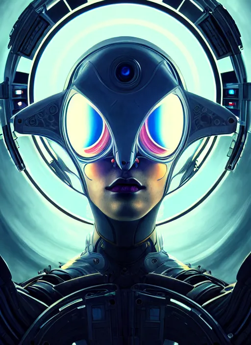 Prompt: symmetry!! portrait of alien, sci - fi, tech wear, steam punk, multiple eyes, glowing lights!! intricate, elegant, highly detailed, digital painting, artstation, concept art, smooth, sharp focus, illustration, art by artgerm and greg rutkowski and alphonse mucha