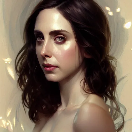 Prompt: beautiful natural Alison Brie, intricate, elegant, highly detailed, digital painting, artstation, concept art, smooth, sharp focus, illustration, art by artgerm and greg rutkowski and alphonse mucha and loish and WLOP