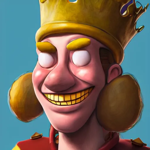 Image similar to A portrait of Arnold from Hey Arnold depicted as a medieval king, digital art, trending on artstation andand unreal engine