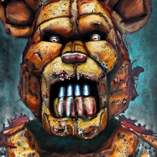 prompthunt: water color on paper, golden freddy fazbear, highly detailed,  artstation, masterpiece, award - winning