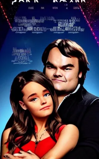 Prompt: movie poster of Jack Black and Ariana Grande staring in a romantic comedy