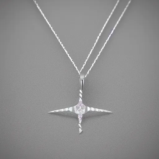 Prompt: a silver sagittarius constellation necklace pendant, 3 d rendering, in the style of pandora, tiffany, swarovski, van cleef & arpels, cartier, boucheron, bulgari, chaumet, elegant, noble, stylish