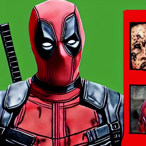 Image similar to deadpool in the walking dead 4 k detailed super realistic