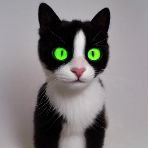 Image similar to an [ [ [ [ calicooooooo ] ] ] ] white black kitty front view blinking : : 1