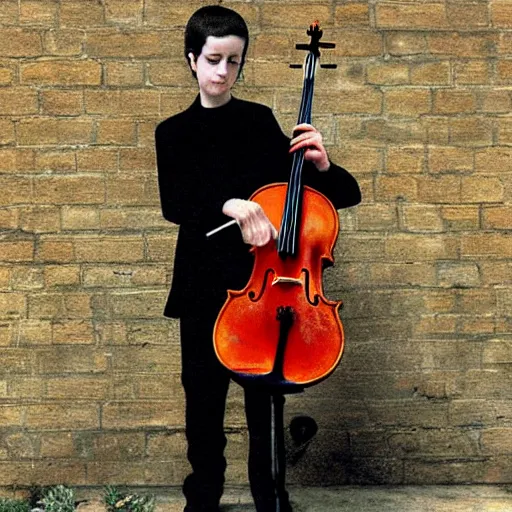 Prompt: cello violin concert art by banksy and alan lee