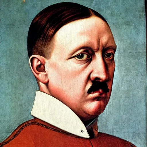 Prompt: a renaissance style portrait painting of Adolf Hitler