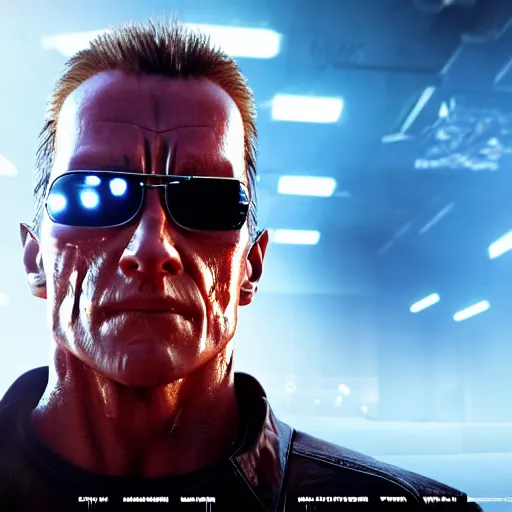 Prompt: terminator war of the machines key shot from movie, highly detailed, photorealistic shot, bright studio setting, studio lighting, crisp quality and light reflections, unreal engine 5 quality render