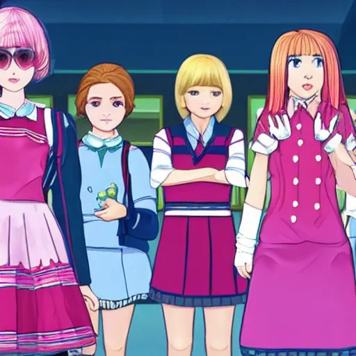 Image similar to a still of from the movie the royal tenenbaums crossover with the game doki doki literature club