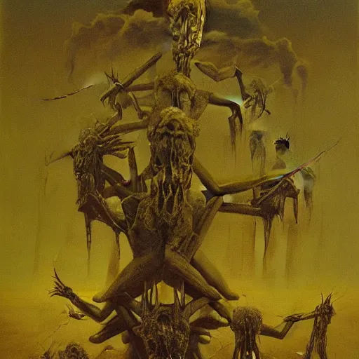 Prompt: Zdzisław Beksiński painting of The Dread Legions